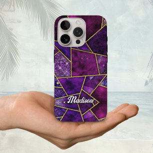 Elegant pink purple girly geometric iPhone 16 pro case