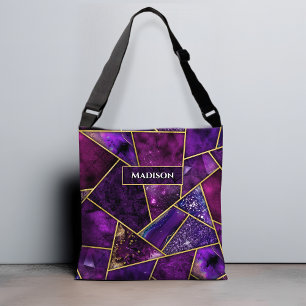 Elegant pink purple girly geometric crossbody bag