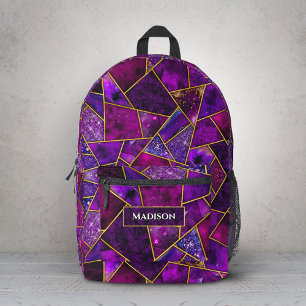 Elegant pink purple girly geometric printed backpack