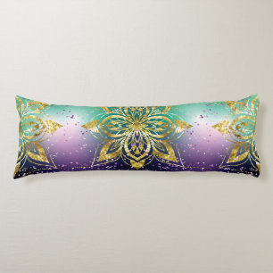 Elegant Pink purple green holiday Snowflakes stars Body Cushion