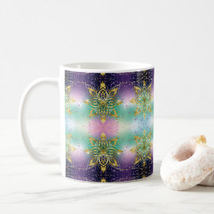Elegant Pink purple green holiday Snowflakes stars Coffee Mug