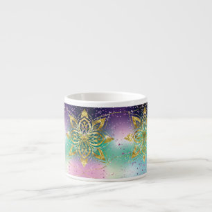 Elegant Pink purple green holiday Snowflakes stars Espresso Cup