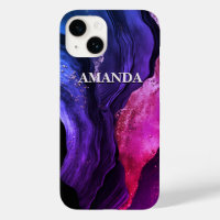 Elegant pink purple marble art faux glitter