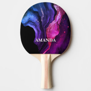Elegant pink purple marble art faux glitter  ping pong paddle