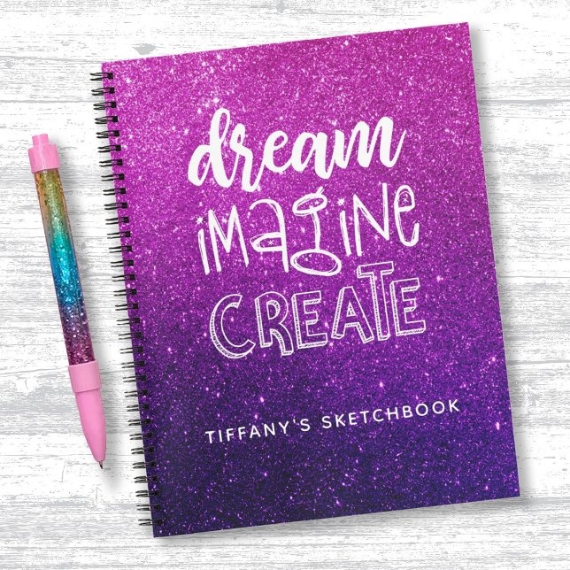 Elegant pink Purple Ombre Glitter Sketchbook Notebook (Creator Uploaded)