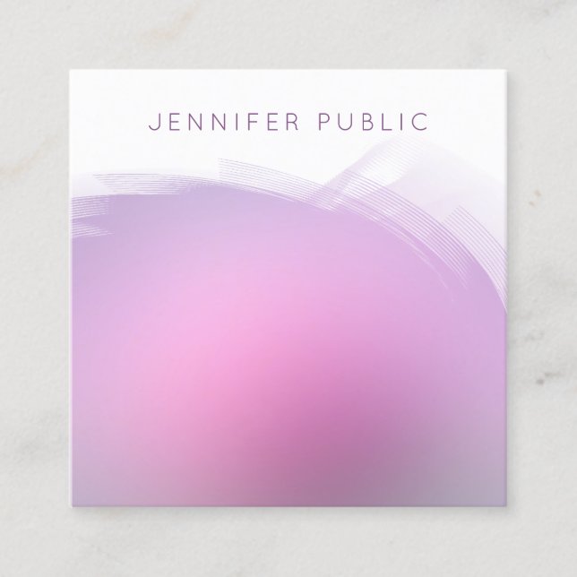 Elegant Pink Purple Professional Template Modern Square Business Card (Front)