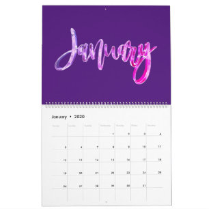 Elegant Pink Purple Script Typography Modern 2020 Calendar