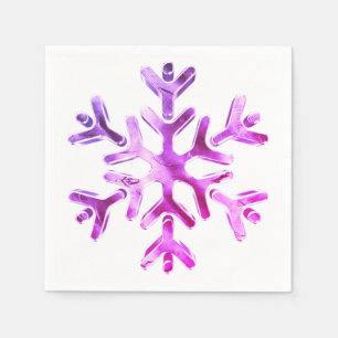 Elegant Pink Purple Snowflake Winter Party Napkins