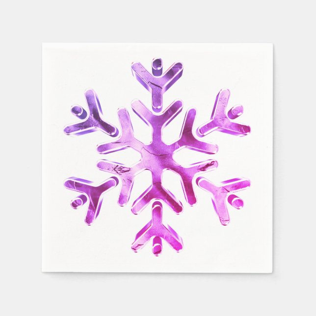 Elegant Pink Purple Snowflake Winter Party Napkins (Front)