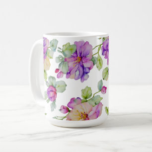 Elegant pink purple watercolor floral coffee mug