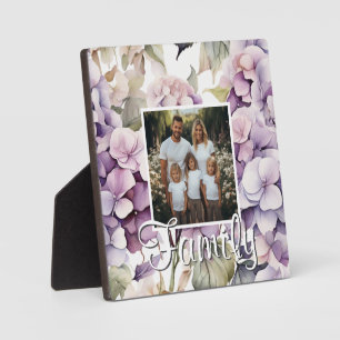 Elegant pink purple watercolor hydrangeas plaque