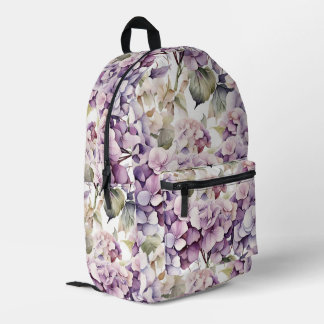 Elegant pink purple watercolor hydrangeas printed backpack