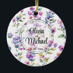 Elegant pink purple watercolor wildflowers  ceramic tree decoration<br><div class="desc">Elegant pink purple watercolor wildflowers greenery - To get started changing names and event details, click on "Personalise this template" and edit the wording in the template boxes. To access the more advanced editing tools, scroll down to "Click to customise further". Once you are in Zazzle's design tool, you can...</div>