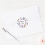 Elegant pink purple watercolor wildflowers  classic round sticker<br><div class="desc">Elegant pink purple watercolor wildflowers greenery - Perfect for spring, summer, or fall events. Beautiful pink wildflower watercolor artwork for country, boho, garden, and floral theme occasions. To get started changing names and event details, click on "Personalise this template" and edit the wording in the template boxes. To access the...</div>