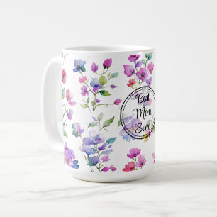 Elegant pink purple watercolor wildflowers Mum Coffee Mug