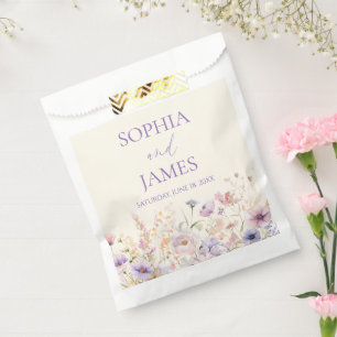 Elegant Pink Purple Wildflower Meadow Wedding Favour Bags