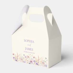 Elegant Pink Purple Wildflower Meadow Wedding Favour Box