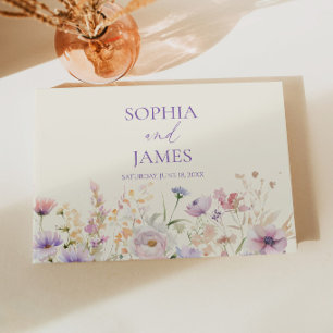 Elegant Pink Purple Wildflower Meadow Wedding Guest Book
