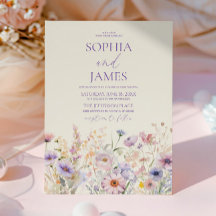 Elegant Pink Purple Wildflower Meadow Wedding