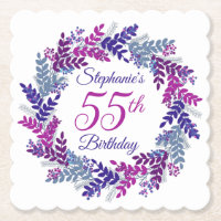 Elegant Pink Purple Wreath 55th Birthday