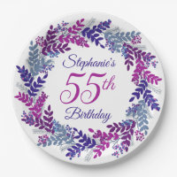 Elegant Pink Purple Wreath 55th Birthday