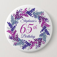 Elegant Pink Purple Wreath 65th Birthday