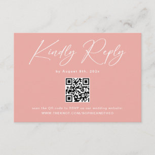 Elegant Pink QR Code Wedding RSVP Enclosure Card