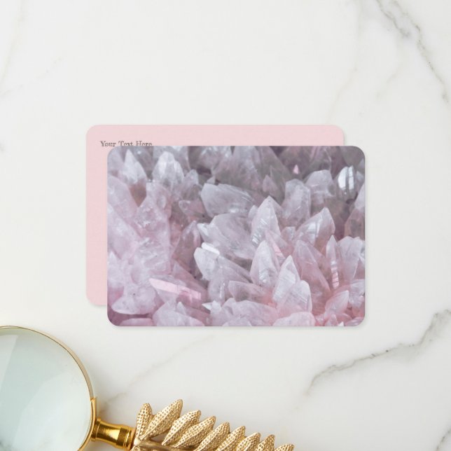 Elegant Pink Quartz Gem Mind Body Spirit Energy Thank You Card (Front/Back In Situ)