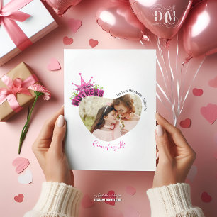 Elegant Pink Queen Crown Happy Mothers Day Photos Holiday Card