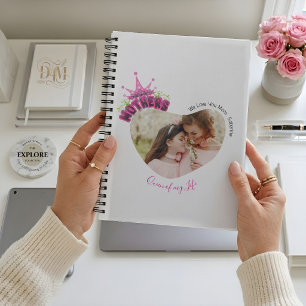 Elegant Pink Queen Crown Happy Mothers Day Photos Notebook