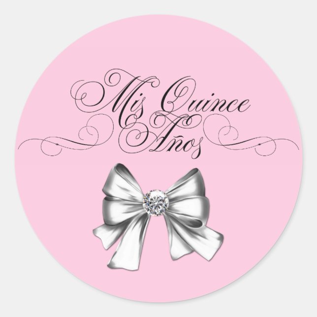 Elegant Pink Quinceanera Stickers (Front)