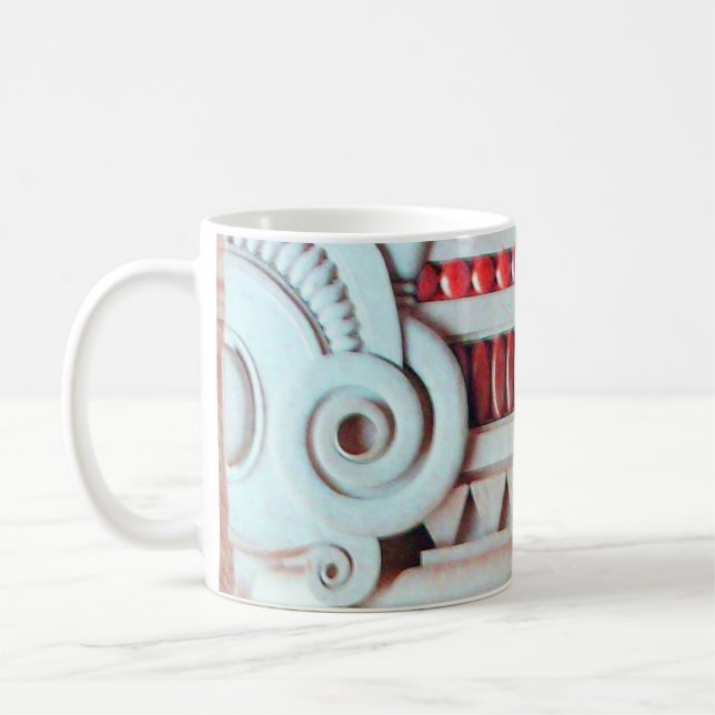ELEGANT PINK RED ART NOUVEAU,FANTASY MARBLE  DECOR COFFEE MUG (Left)