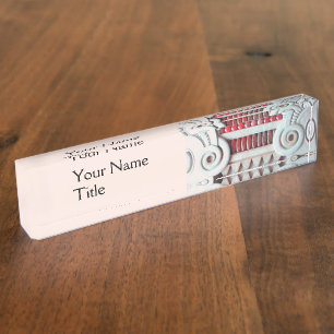ELEGANT PINK RED ART NOUVEAU,FANTASY MARBLE DECOR NAMEPLATE