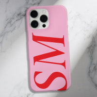 Elegant Pink Red Bold Initial Monogram