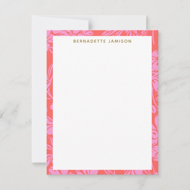 Elegant Pink Red Botanical Border Personalised Card (Front)