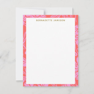 Elegant Pink Red Botanical Border Personalised Card