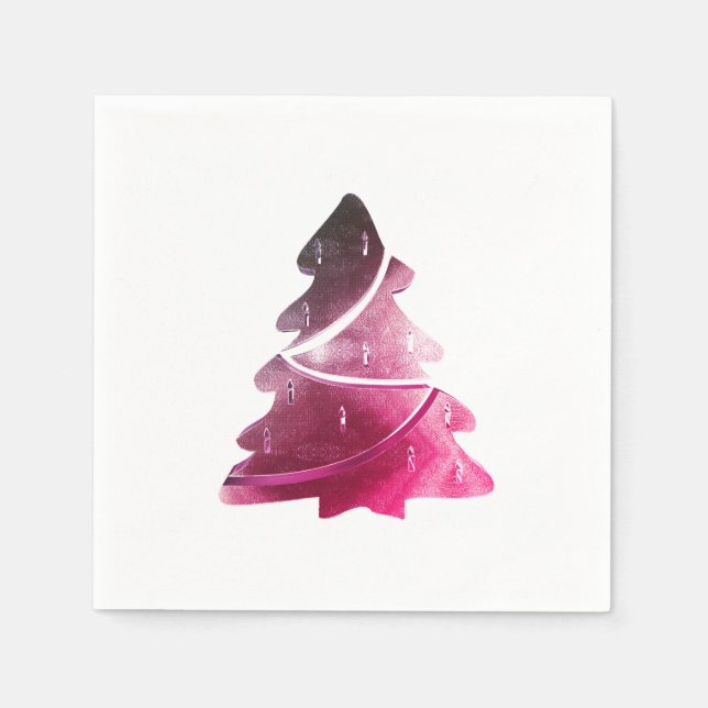 Elegant Pink Red Christmas Tree Napkin (Front)