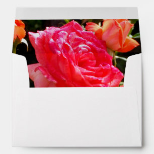 Elegant pink red orange floral roses envelope