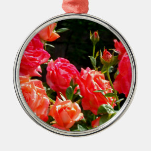 Elegant pink red orange floral roses metal tree decoration