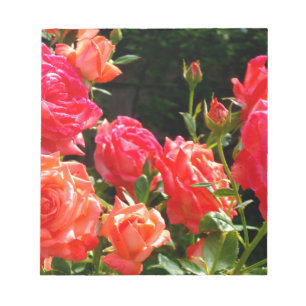 Elegant pink red orange floral roses notepad