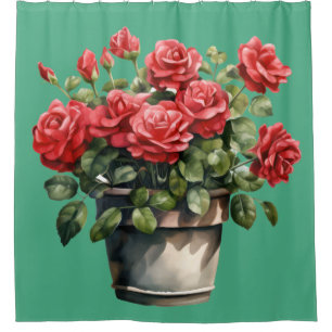 Elegant Pink Red Roses Shower Curtain