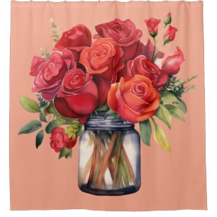 Elegant Pink Red Roses Shower Curtain