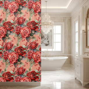 Elegant Pink Red Roses Shower Curtain