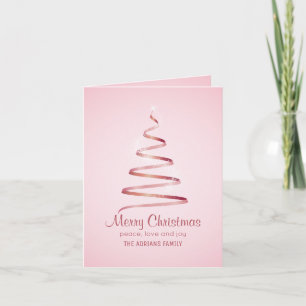 Elegant Pink ribbon chrristmas tree Card