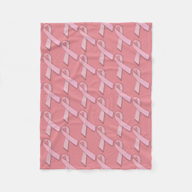 Elegant Pink Ribbon Tiled Pattern Fleece Blanket (Front)