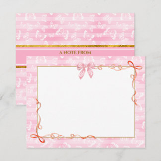 Elegant Pink Ribbon, White Butterfly and Striped Card