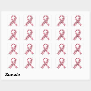 Elegant Pink Ribbon with Bows & Pearls Sticker