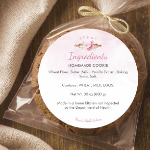 Elegant Pink Rolling Pin Ingredient Product Classic Round Sticker