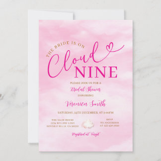 Elegant Pink Romantic Cloud Nine Bridal Shower Invitation