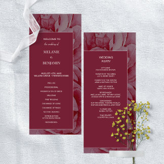 Elegant Pink Romantic Floral Wedding Program Invitation